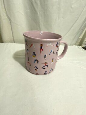 Hudson 43 Pink Yoga Pose Mug Ceramic Coffee Cup Joann Microwave Dishwasher Safe